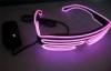 Pink Light Illuminated El Wire Sunglasses Festival Head - Wear With 2AAA Battery Pack