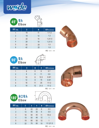 copper pipe fitting for air conditioner parts