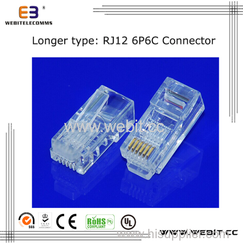 Telephone connector RJ12 6P6C UTP connector with longer body