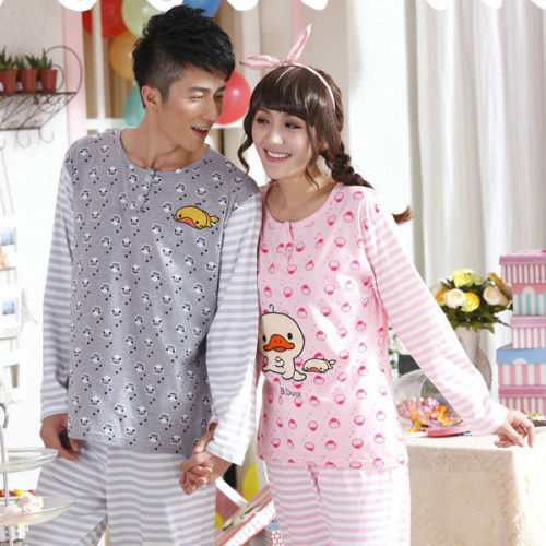 adult pajamas duck stripe pattern nightgown pajamas for couple