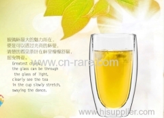 Double layer heat resistant glass cup