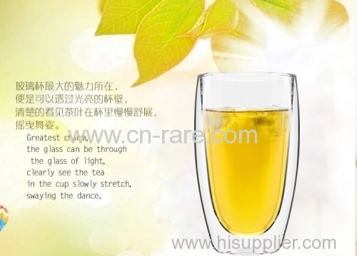 Double layer heat resistant glass cup
