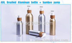 ABL brushed Aluminum bottle bamboo pump shampoo conditioner hair serum and lotion bottle aluminum 120ml aerosol bottle