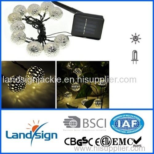 Cixi landsign solar light factory with BSCI and ISO9001 certified solar ball string lights
