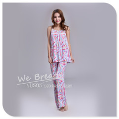 Apparel & Fashion Underwear & Nightwear Pajamas Women's Spring Summer Printed Sleepwear Sets Bamboo Fiber made