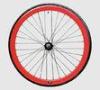 Red Alloy Fixed Gear Bicycle Wheel Set With Steel Spokes