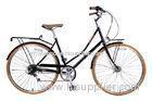 Gloss Black Chromoly Frame 700C Ladies City Bikes With Leather RIP