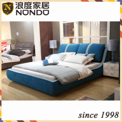 Blue soft bed fabric bed