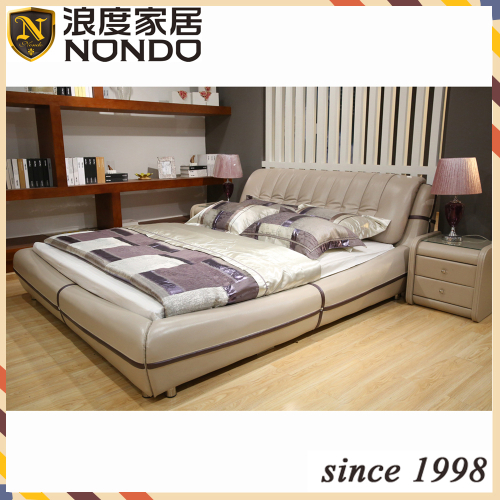 Morden bedroom furniture doube leather bed