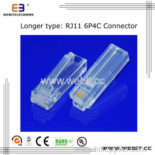 Telephone connector RJ11 6P4C UTP connector with longer body