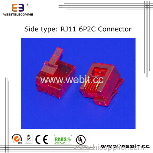 Telephone connector RJ11 6P2C UTP connector with right-left clip