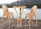 Yellow Outdoor Bar Stools And Table Set Plastic Rattan Furniture