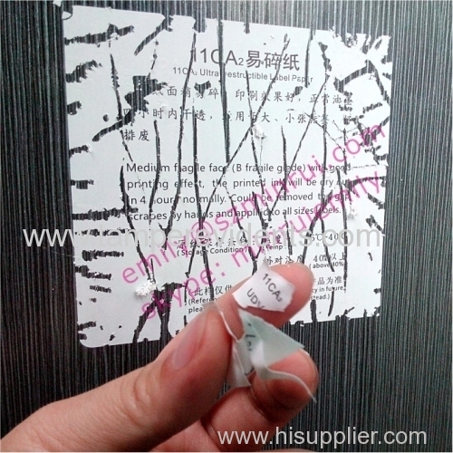 Custom 11CA2 Medium Fragile Ultra Destructible Vinyl Materials from China Factory Blank Eggshell Stiker Papers