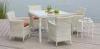 White Outdoor Rattan Dining Set / Indoor Cafe Furniture With Small Stool