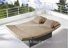 Coffee PE Rattan Double Chaise Lounge Outdoor Furniture for Terrance