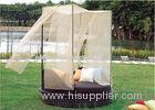 High Cover PE Rattan SunBeds Outdoor Garden Furniture with Shade Netting