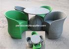 Colored Green Rattan Table And Chairs Set Patio Furniture with Flower Design