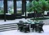 Black 6 Seater Rectangular Rattan Dining Set for Inn , Hotel , Household