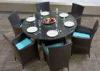 Black 6 Seater Rattan Dining Set Synthetic Rattan Outdoor FurnitureWaterproof