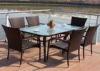 Coffee / Black 7 Piece Patio Dining Set Rattan Dining Tables And Chairs