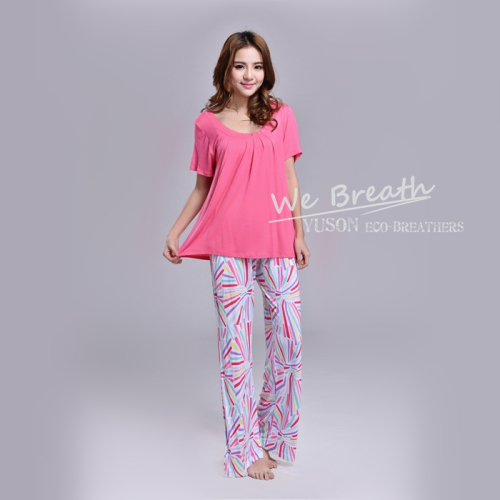 Apparel & Fashion Underwear & Nightwear Pajamas Long pants beach pants sets bamboo fiber lounge custom printing patterns