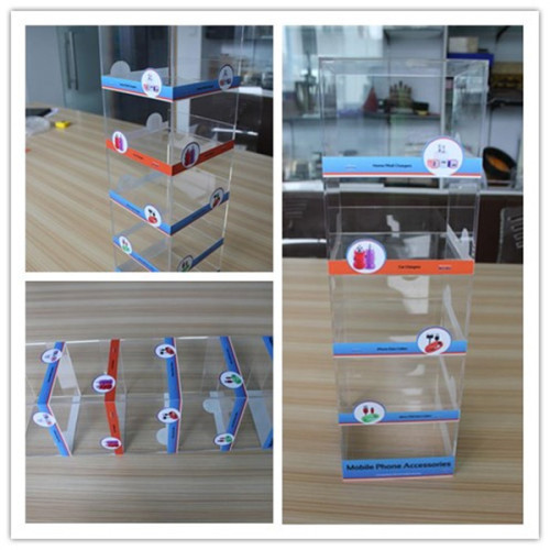 Multi-use 5-tier Counter Top Display Plexiglass Cellphone Chargers Stand Holder Acrylic Mobile Accessories Display Stand