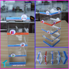 Factory 5-tier Counter Mobile Accessories Display Case iphone Charger Holder Acrylic Cell Phone Accessory Display Stand