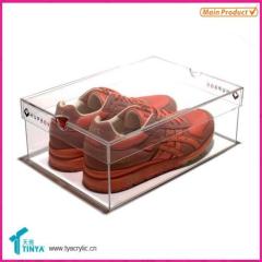 Factory Customize Lucite Kids Shoes Cabinet Plexiglass Shoes Storage Bins Acrylic Sneaker Box Clear Plastic Shoes Box