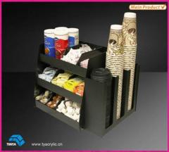 Eco-friendly Acrylic Coffee Mug Display Cabinets Lucite Paper Cup Display for Retail Stores