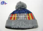 Popular Jacquard Pattern Warm Knitted Beanie Hats for Winter / Spring , 100% Acrylic