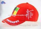 6 Panel Cotton Embroidery Cricket Baseball Cap With Zimbabwe Logo