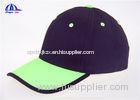 Plain 6 Panels Cotton Golf Custom Baseball Caps With Fluorescent Green Binding Peak