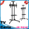Height adjustable back to back double screen TV cart