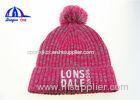 Personalized Girls Knitted Beanie Hats / Acrylic Beanie Ski Winter Hats With Embroidery