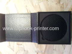 unique leather textured surface design sponge or cardboard insert DVD packaing box printer