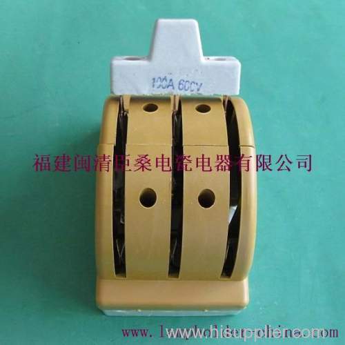 3P 100A-D Yellow porcelain knife switch