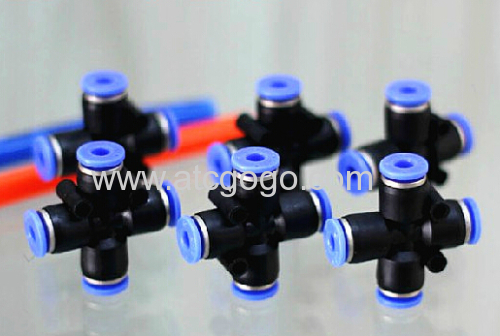 snap connector nipple 4-way cross pipe fitting one touch quick connectors push fit fittings
