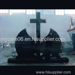 Black natural granite tombstone