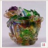 Crystal Glass Flower Artwork Liuli Colored Glaze Pate de verre