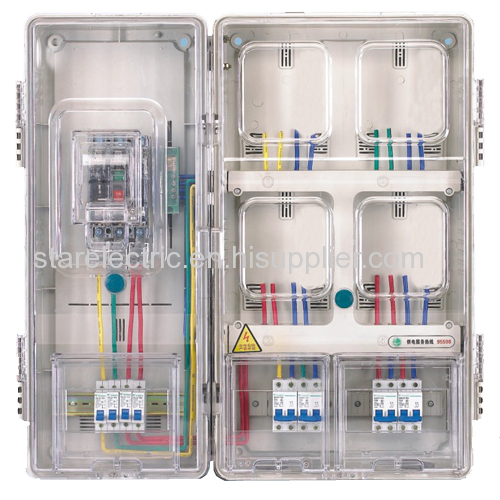 KXTMB-M801 single pahse four meters with main-control box transparent electric meter box card type up-down structure