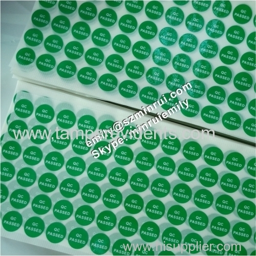 Custom Green Self Adhesive QC PASSED Stickers Green Round QC Passed Adhesive Labels