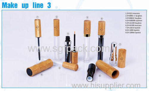 empty cosmetic packaging bamboo lipgloss/mascare/eyeliner bottle/lipstick make up container empty mascara tube