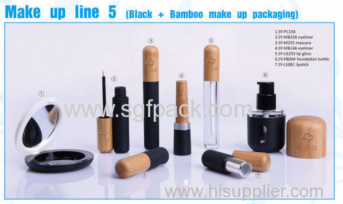 bamboo black lipgloss/mascare/eyeliner bottle/lipstick bottle empty bamboo black cosmetic container