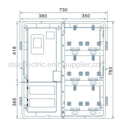 601L high performance single pahse six meters transparent electric meter box left-right structure