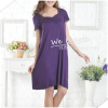 Apparel & Fashion Underwear & Nightwear Pajamas Lace trim square neck short sleeves bamboo sleep gown solid colors