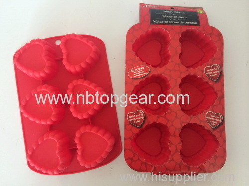 6 Heart shape silicone cake mold silicone bakeware