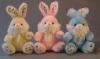 Long Hair Plush Easter Bunnies Small Stuffed Toys , Yellow / Pink / Blue