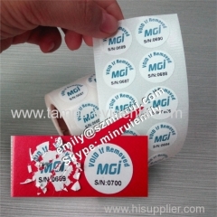 Custom Destructible Screw Round Warranty Security Labels With Numbers Security Laptop Screw Cover Warranty Sticker