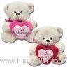 Off White Valentines Day Stuffed Toys Soft Plush Bear With Red Heart