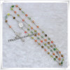 Rosaries. Multicolor Plastic Bead Rosary. Plastic Beads Rhinestone Chain Rosary Necklace (IO-cr282)